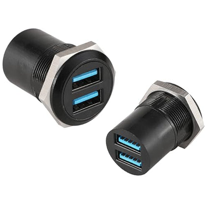 PENGLIN 2PCS Dual Ports USB 3.0 Panel Mount Connector, Dual USB 3.0 Data Transfer and Charging Socket Female to Female, USB Pass Through Extension Adapter - size: 2PCS(USB3.0)