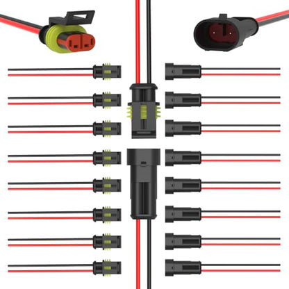2 Pin Waterproof Electrical Wire Connectors 10 Pack Weather Pack Connectors Kit 20AWG Male and Female Automotive Wire Connectors for Car Truck Motorcycle Boat Auto Wiring - size: 2pin-10Pack