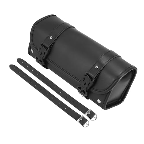 Motoforti Universal Motorcycle Fork Handlebar Tool Bag, Waterproof Cycling Bag, Faux Leather, Black, 1 Pcs