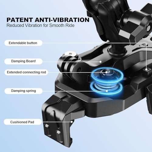 iMESTOU Motorcycle Phone Mount Anti-Vibration with 4 Shock Absorbers, Universal 22-32mm Handlebar Fit for Bikes/Motorcycles/EBikes, 720° Adjustable Heavy-Duty Phone Holder for 5.6”-7.4” Phones