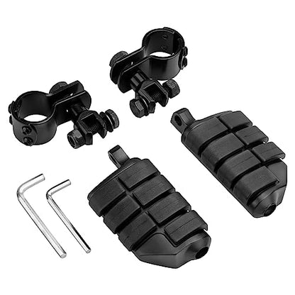 VGMOTO Motorcycle 1.25" Highway Footpegs Adjustable Foot Pegs Footrests with Clamps Mounts kit Compatible with Harley Touring Sportster Softail Road Glide Street Glide with 1 1/4 inch Engine Guard - color: Black-Style C