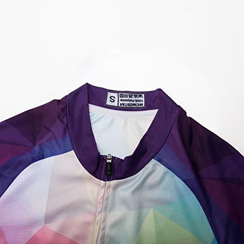 Women's Cycling Jersey Bike Shirts Short Sleeve Ladies Bicycle Clothing MTB Cycle Jacket - color: Purple, size: Large