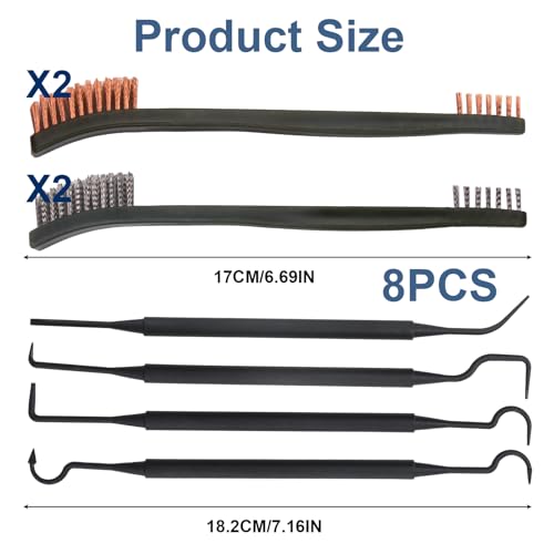 8 Pack Carburetor Cleaning Brushes Kit, Torch Nozzle Tip Cleaner Set, Double-Ended Polishing Brush and Pick Tool Kits for Motorcycle ATV Welder Carb Chainsaw Orifices - style: 4 Polishing Brush & 4 Nylon Pick