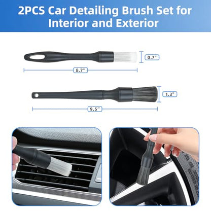 9Pcs Car Wheel Detailing Brush Kit – Scratch-Free Rim & Tire Cleaner Brushes with Tire Shine Pad, Microfiber Towel & Bag – Heavy-Duty Auto Detailing Tools for Cars, Trucks, RVs & Motorcycles