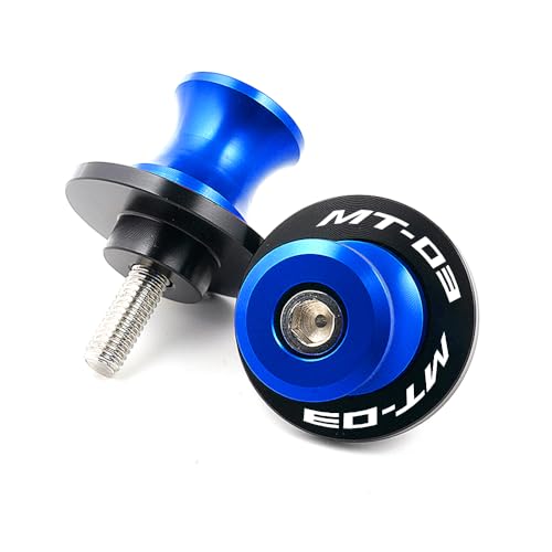 MOWOK Fit For YAMAHA MT-03 MT03 2015 2016 2017 2018 2019 2020 2021 2022 2023 2024 2025 2026 Motorcycle 6MM Swingarm Spools Slider M6 Stand Screws (Blue) - color: blue