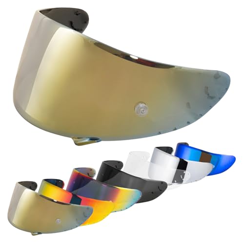 VCOROS Helmet Visor Replacement for X14, X-Spirit III,X-Spirit, RF-1200,CWR-1,RF-SR Helmet Visor Shield Accessories(Chrome Gold) - color: Chrome Gold