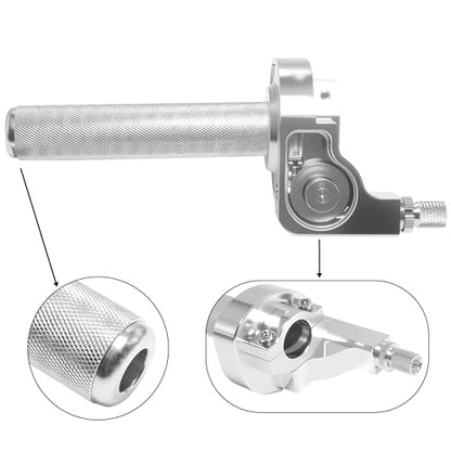 Motorcycle Throttle Grip 7/8" 22mm CNC Aluminum Quick Twister with Throttle Cable for KLX CR CRF EXC XR CRF50 CRF230 50 110 125 230 250 Dirt Pit Bike Motocross Motorbike Quad ATV - color: Style-B-Silver