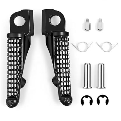 Kawasaki Motorcycle Footpeg Front Foot Pegs Footrest for Kawasaki Ninja ZX-10R ZX-14 ZX6R ZX9R ZX12R ZX636 EX650 650R KLE650 Z1000SX ZZR1200 GTR1400 ZZR1400 - color: Black#Front