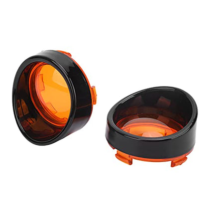 Motorcycle Turn Signal Light Cover Trim, ABS Protective Case with Strong Light Transmission, for Motorcycle Turn Signals (Black Orange)