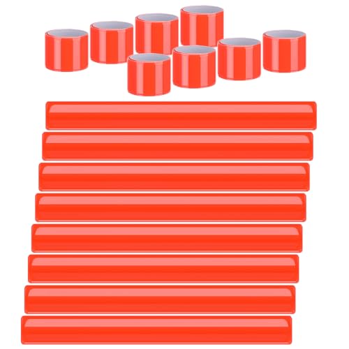 20 Pcs Reflector Snap Bands Fluorescent Slap Armbands High Visibility Slap Reflector Strips Safety Bands for Children Adults Boys and Girls When Cycling Running Hiking Jogging - color: Red