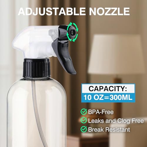 Spray Bottles BPA free Plastic Spray Bottle 10oz/300ml Adjustable Sprayer Empty Refillable Container Mist Stream for Watering Plants, Pet Training, Kitchen Cleaning - color: Purple