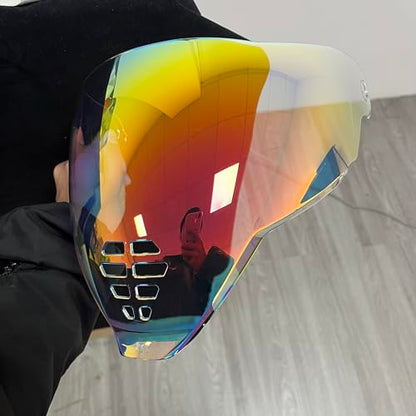 YMTSGEA Airflite Helmet Visor Replacement for IC-06.Motorcycle Helmet Shield Windshield Sunshield PC Lens UV Protection Compatible with Airflite IC-06 (Revo Clear Red) - color: Revo Clear Red