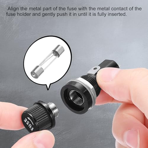 uxcell 2Pcs Panel Mounted Fuse Holders 45 x 18.4mm 250V 125V, 8A Screw Cap Fuse Holders with 2 Pcs 6 x 30mm Fast-Blow Glass Tubes Fuses
