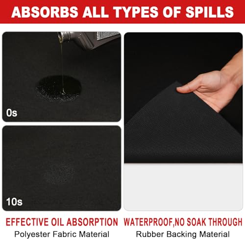 20' x 7'4" Garage Floor Mats - All-Weather Garage Floor Mats for Under Car, Absorbent Oil Spill Mat, Anti-Slip Garage Carpet, Reusable Garage Mats with Waterproof Backing, Garage Car Mat & Floor Rug - size: 7'4" x 20' (Rectangular)