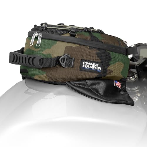 Chase Harper USA 450M Magnetic Tank Bag, Water-Resistant, Tear-Resistant, Industrial Grade Ballistic Nylon with Anti-Scratch Rubberized Polymer Bottom - Woodland Camo - style: 450 Tank Bag - Magnetic Mount - Woodland Camo
