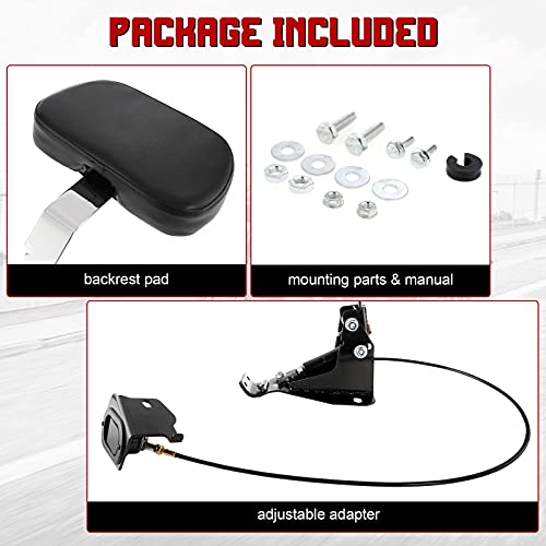 INNOGLOW Motorcycle Backrest - Detachable Driver Rider Backrest with Adjustable Black Back Rest Pad Fit for Harley Davidson Touring Electra Glide Road Glide Road King Street Glide CVO 2009-2020 - color: Style-3/Chrome Arm