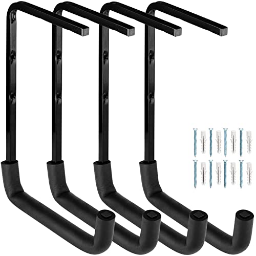 Heavy Duty Garage Storage Hooks, Overhead Garage Storage Rack, 4 Pack Wall Mounted Ladder Hook, Utility Ceiling Hangers & Organizer for Wood,Tools, Bicycle (10 x 14 Inch) - size: 11inch