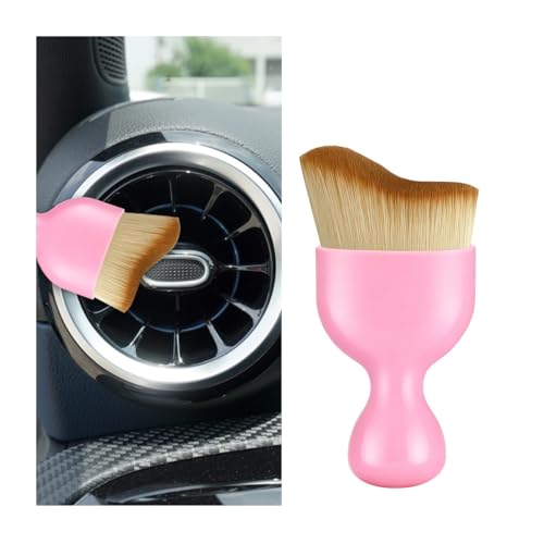 Car Interior Detailing Brush, Curved Soft Bristles Vehicle Removal Dust Collectors, Scratch-Free Automotive Cleaning Tool Accessories, Universal for Truck SUV Sedan (Pink) - color: Pink