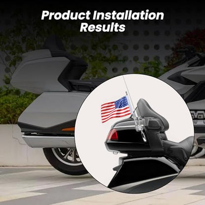 ONE.K.S Motorcycle Flag Mounts 1pcs Flag Pole Luggage Rack Vertical American USA Flagpole Fit for Honda Gold Wing GL1800 Touring Road King Street Road Glide FLHT Sportster XL883 1200 (Black) - color: Black