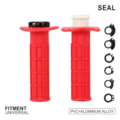 Motorcycle Lock-on Grips 7/8”Handlebar Handle Universal for CRF250F CRF250L CRF250R CRF450R CRF150R TRX400EX CRF300 L Rally CRF230F CR250 Dirt Pit Bike ATV Red - color: red