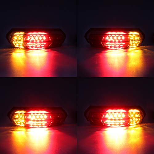 Universal Smoked Integrated Motorcycle 25 LED Tail Light With Turn Signal Function For Dirt Bike Buggy Chooper Cruiser ATV(smoke) - color: smoke