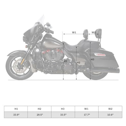 C.C. RIDER Motorcycle Hammock Seat+ Rider Backrest+ King/Chopped Trunk Backrest Pad Fit for Harley 2014-2023 Touring Road King FLHR Street Glide FLHX Road Glide FLTRX Electra Glide FLHT - color: 23# Black (Seat+ 2 Backrests)