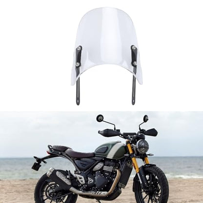 Motorcycle , Clear Wind Deflector PMMA Panel Front Wind Deflector with Mount Bracket for Scrambler 400X 2023-2024, for Speed 400 2023-2024, for Street Scrambler 900 - size: Transparent
