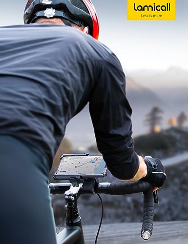 Lamicall Motorcycle Phone Mount Holder - [Camera Friendly] [1s Lock] Bike Phone Holder Handlebar Clamp, Bicycle Scooter Phone Clip, Gifts for iPhone 17, 16, 15 Pro Max, Galaxy S25 Ultra, 4.7-7" Phones - color: Black