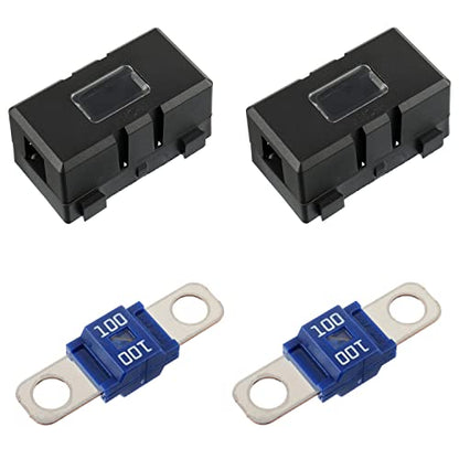 BOJACK 100 Amp AMI/Midi Fuse Holders and High Current Bolt-on Midi Fuses 100A for Cars Trucks Vehicles (Pack of 2) - style: 100 A