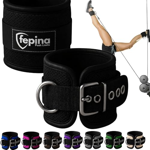 Metal Buckle-Lock Ankle Straps for Cable Machines – Never Slips, No Velcro, Adjustable Gym Ankle Cuffs & Cable Attachment for Women & Men, Ideal for Glute Kickbacks, Hip Abductors & Leg Workouts - color: Black, size: Single