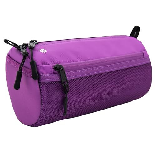 Lumiere & Co. Bike Handlebar Bag - Durable, Multiple Size and Color Options - Dual Elastic Straps, Clips & Hook-and-Loop for Customizable Fit (Purple, Large) - color: Purple, size: Large