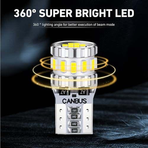 2 PCS Car Wide Lights, License Plate Lights, 3W T10 3014 Led Light Bulbs, Aluminum Reading Lights, Instrument Lights, Auto Bulb Replacements, Universal for Most Cars, Trucks, SUVs (White#1702) - color: White#1702