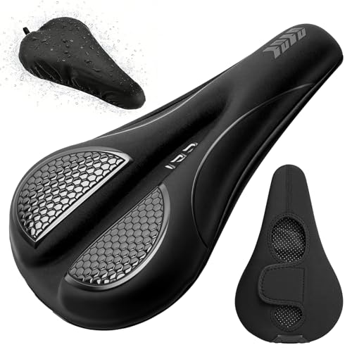 Bike Seat Cushion - Gel Padded Bike Seat Cover for Men & Women, Pressure Relief & Comfort, Extra Thick Bicycle Seat Cushion Fits for Exercise, Mountain, Road & Electric Bike Seats