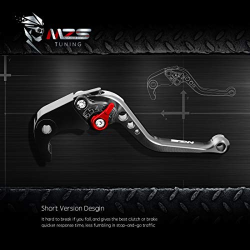 MZS Black Motorcycle Brake Clutch Levers Short Adjustable CNC Compatible With EX650 ER-6F ER-6N 06-08 / KLE650 / GPZ500S EX500 90-09 / W800 W800SE 12-16 / Z750S / ZX-6 90-99 / ZX9R 98-99
