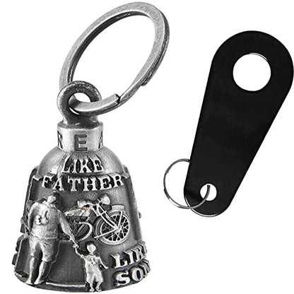 Dream Apparel Motorcycle Bell Guardian Angel Drive Away Gremlin, Biker Bell for Men Women Rider Riding, Good Luck Gift - color: Like Father Like Son