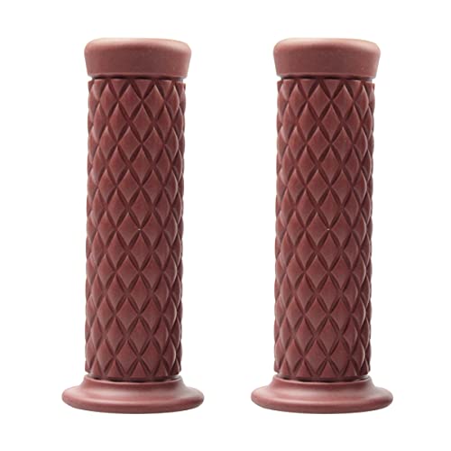 Motorcycle Hand Grips, Non Slip Rubber Bar for 7/8" 22mm/24mm Handles, Vintage Motorbike Thruster Grip, Handlebar for Hand Comfort, Universal for Motocross Scooter Dirt Bike, Open End (Brown) - color: Brown