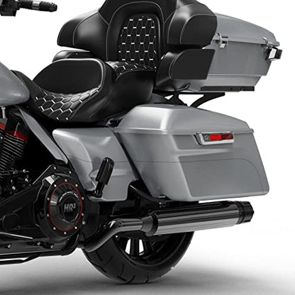 HR3 Brilliant Silver Pearl Hard Saddlebags Compatible with 2015 Electra Glide Ultra Classic FLHTCU (Replace for OEM) Fit for 2014-2023 Harley Touring Models - color: Brilliant Silver Pearl