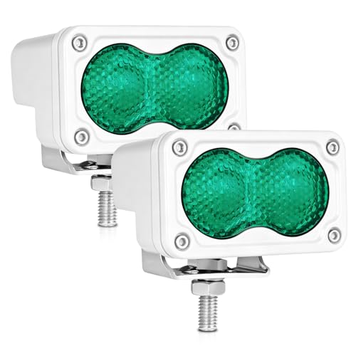 Green LED Pod Lights 3 Inch Auxiliary Backup Rear Light Bar 2PCS Off Road Driving Fog Cube Lights Green Hunting Fishing Emergency Safety Signal Work Lights for Truck UTV Pickup Boat - color: Green
