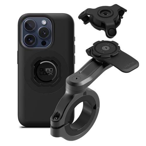 Quad Lock Motorcycle Handlebar Phone Mount PRO - Large with Vibration Dampener and MAG Phone Case for iPhone 15 Pro - size: iPhone 15 Pro