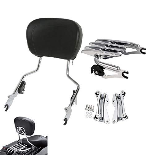 TCMT Detachable Passenger Backrest Sissy Bar With Stealth Luggage Rack 4 Point Docking Hardware Kits Fits For Harley Touring CVO Road Glide Street Glide Road King Electra Glide 2014-2025 - color: Style B Chrome, size: Fit For 2014-2025 Touring
