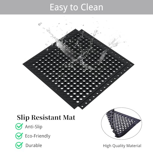 Durable Comfort Floor Mat - Anti-Slip Design for High Traffic Areas, Kitchen, Bar, Pool Decks - All-Weather Indoor/Outdoor Waterproof Mat (Easy Clean Surface) - size: 21"x21"- 8PCS(Anti-Silp Mat)