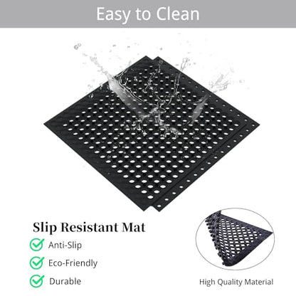 Durable Comfort Floor Mat - Anti-Slip Design for High Traffic Areas, Kitchen, Bar, Pool Decks - All-Weather Indoor/Outdoor Waterproof Mat (Easy Clean Surface) - size: 21"x21"- 8PCS(Anti-Silp Mat)