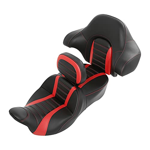 Hammock Driver Passenger Seat with Rider Sissy Bar Backrest and King Tour Trunk Backrest Pad fit for Harley Touring Road King Street Electra Glide 2014-2023 - color: B# Orange2