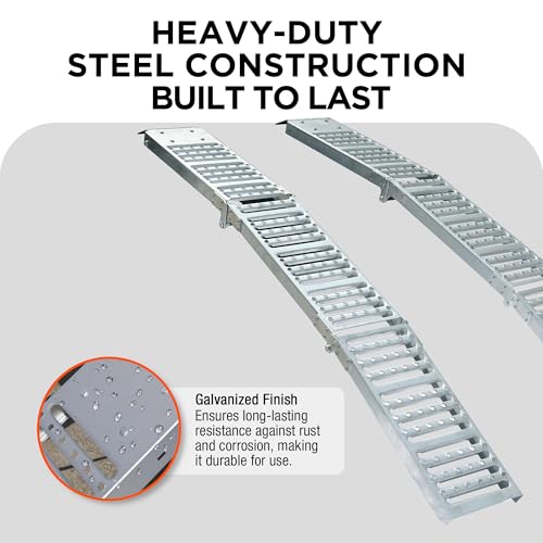 Rockland 72" x 9" Tri-Fold Steel Truck Ramps, 1000 LBS Capacity, Folding Trailer Ramps for Motorcycles, Ebikes, Dirtbikes and ATVs, Heavy Duty Loading Ramps for Trailer Pickup Truck, 2 Pcs - size: Steel Tri-Fold Ramp+1000LBS+72"x9"(Slim)
