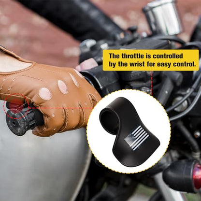 BBTO 2 Pcs Black Throttle Mounted Motorcycle Cruise Assist Wrist Hand Grips Handlebar, Motorcycle Throttle Mounted Assist Oil Control ABS, American Flag Decal, for Scooters, Electric Bike(Black) - color: Black