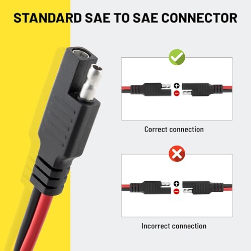 Oyviny 8PCS 12AWG SAE Connector Cable 1 Feet 2 Pin SAE Single Plug Quick Connector Disconnect Power Extension Cable Solar Panel Battery Wire 33CM for Motorcycles, Vehicle, Tractors Solar Panel