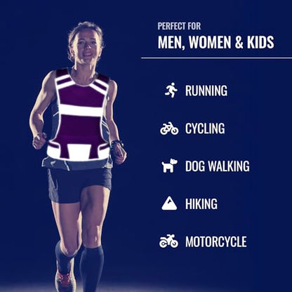 Mesh Reflective Running Vest with Inside Pocket & 2 Bands, Pink Small - color: Pink, size: Medium