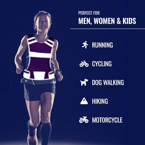 Mesh Reflective Running Vest with Inside Pocket & 2 Bands, Pink Small - color: Pink, size: X-Large