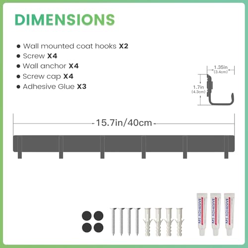 Coat Rack Wall Mount (2 Pack), Heavy Duty Wall Coat Hanger with 6 Coat Hooks for Entryway, Bedroom, Closet, Hanging Hats, Bags, Purses Jacket (White) - color: White - 2 Pack