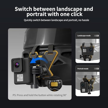 Chin Strap Mount Adjustable Magnetic Quick Release for Motorcycle Helmet,Compatible with Gopro Hero 13/12/11/10/9/8/7/6/5 Black, DJI Osmo Action 5 Pro/4/3, Insta360 ONE R, AKASO, and More